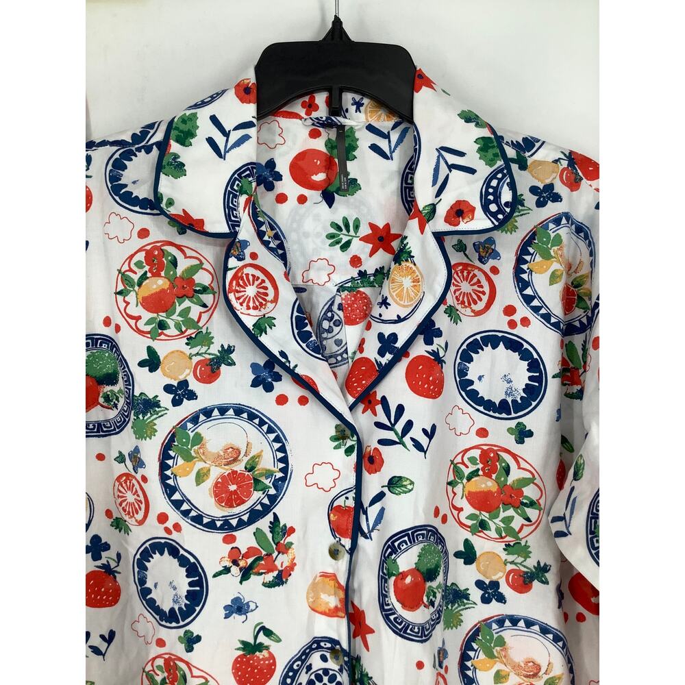 Anthropologie Women's Small Ivory Printed LyreBird Cloud Long PJ Set K16-7 - Picture 4 of 8